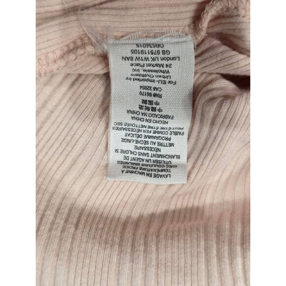 Free People Ribbed Y2K Henley Top Long Sleeve V-neck peach S/P A003779 - Picture 6 of 9